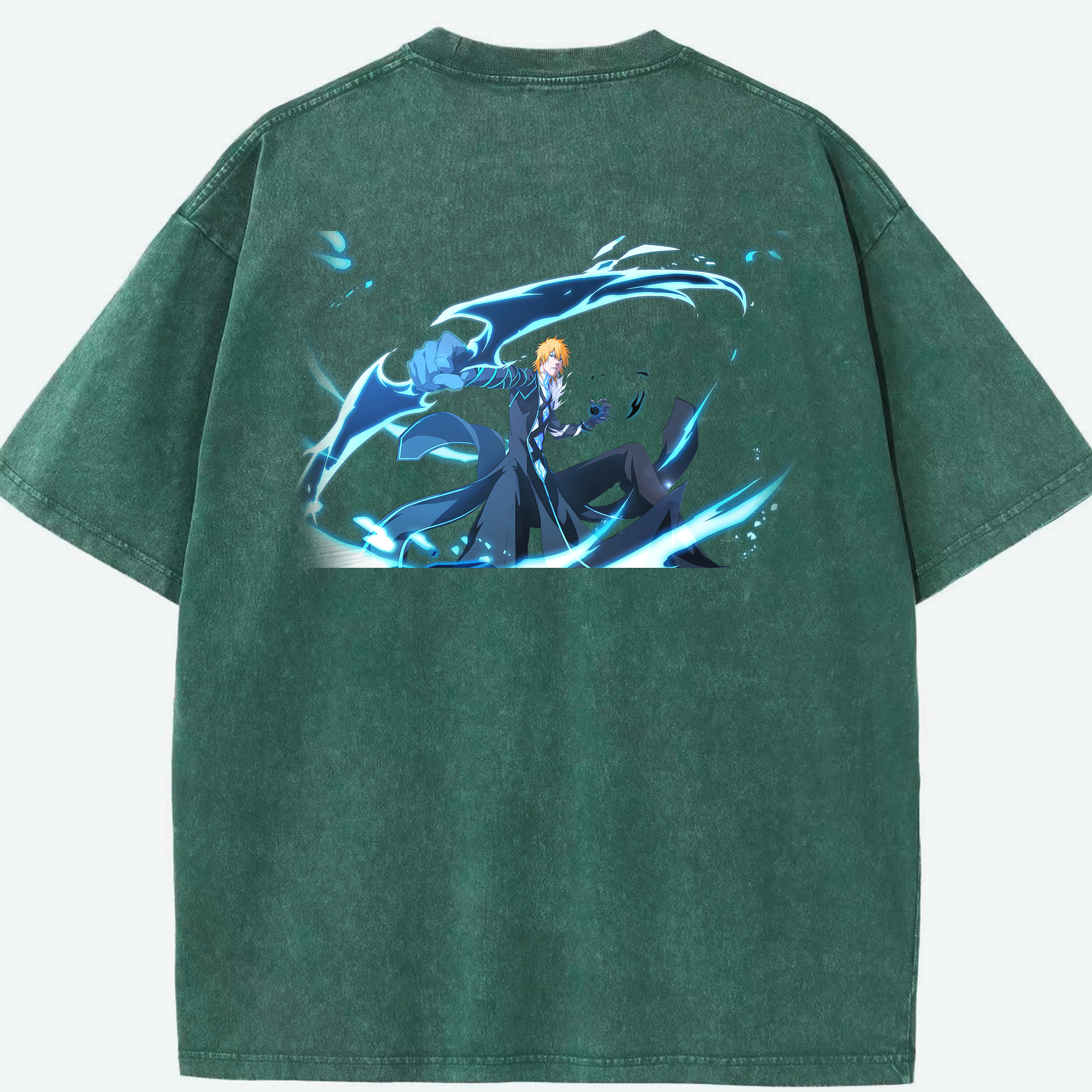 （画像用） ブリーチ 黒崎一護（くろさき いちご）BLEACH Kurosaki Ichigo 綿100% ヴィンテージ風 半袖Tシャツ（背面プリント）